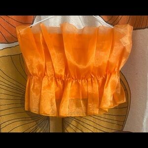 Love Orange Sheer Ruffled Crop Top